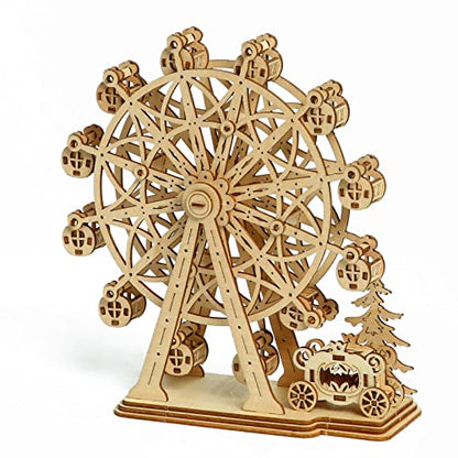 3D Wooden Puzzles Ferris Wheel Model Kits, Brainteaser and Puzzle for Christmas/Birthday,Gifts for Adults and Teens to Build Combination - style: Ferris Wheel