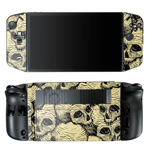 Carbon Fiber Gaming Skin Compatible with Lenovo Legion Go - Inked Skulls - Premium 3M Vinyl Protective Wrap Decal Cover - Easy to Apply | Crafted in The USA by MightySkins - color: Inked Skulls, style: Carbon Fiber Textured Finish