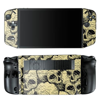 Carbon Fiber Gaming Skin Compatible with Lenovo Legion Go - Inked Skulls - Premium 3M Vinyl Protective Wrap Decal Cover - Easy to Apply | Crafted in The USA by MightySkins - color: Inked Skulls, style: Carbon Fiber Textured Finish