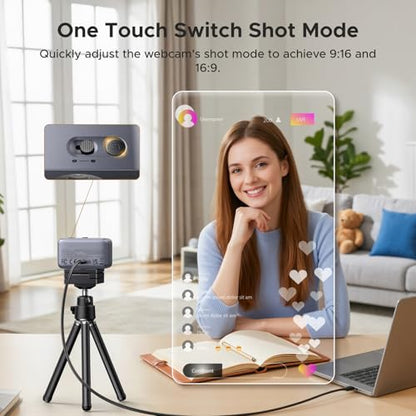 UGREEN FineCam 4K Webcam for PC/Mac, 1080P 60FPS with 1/2.55" CMOS Sensor, Auto Focus, Dual AI Noise-canceling Mics, Portrait Mode for Live Streaming, Conference, OBS, Zoom, Teams, with Privacy Cover