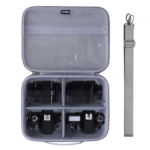Medium Camera Case Bag for Canon/Sony/Nikon Camera and Multiple Lens Gray | Hard Travel Carrying Case Bag for Canon/Sony/Nikon DSLR SLR Mirrorless Camera and Multiple Lens with 3 Dividers - color: Gray, size: Medium