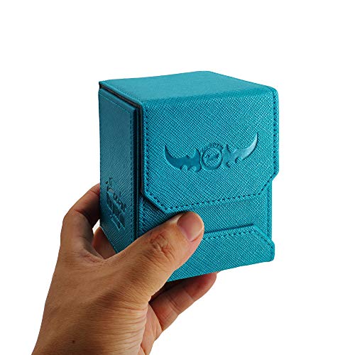 Zoopin Leather Deck Box-Cyan for Collectible Cards-MTG,Yugioh,Pokeman,TES Legacy,Munchkins CCG Decks and Also Small Tokens or Dice- Hold 80 Sleeved Cards or 150 Naked Cards …