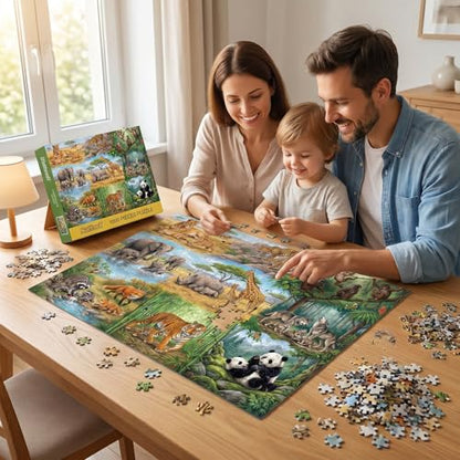 Nattork Jigsaw Puzzles 1000 Pieces for Adults, Families (Animal Family) Pieces Fit Together Perfectly - color: Animal Family
