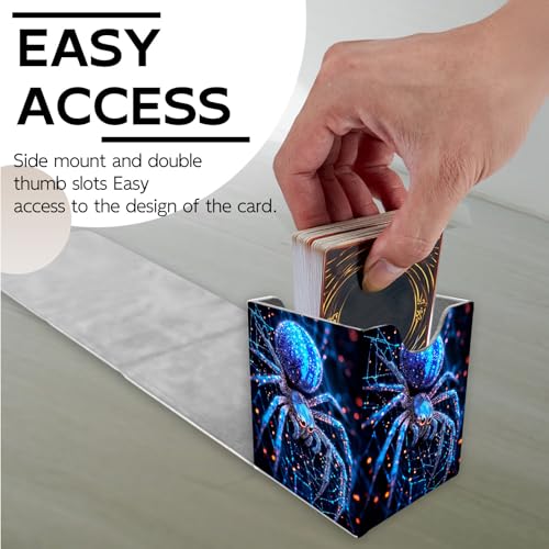 for MTG Deck Box, Trading Card Storage Case Holds 100+ Sleeved Cards, Glowing Blue Spider on Web Magnetic Closure Durable Deck Holder for Magic The Gathering, TCG & Commander - color: Glowing Blue Spider on Web