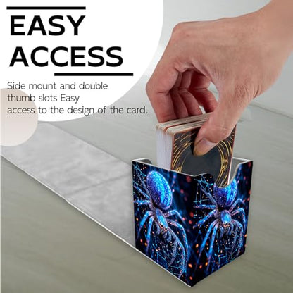 for MTG Deck Box, Trading Card Storage Case Holds 100+ Sleeved Cards, Glowing Blue Spider on Web Magnetic Closure Durable Deck Holder for Magic The Gathering, TCG & Commander - color: Glowing Blue Spider on Web