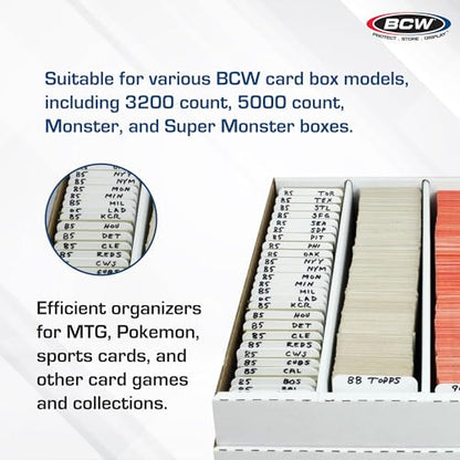 BCW Trading Card Dividers (100 Pack) | Archival Quality with Write-On Tabs | Fits 3200 & 5000 Super Monster Trading Card Storage Boxes - style: 100 Pack