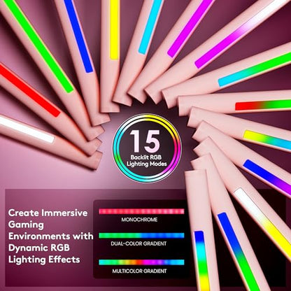Quntis 20" Pink Monitor Light Bar with 15 RGB Modes, Flat & Curved Fits | Eye-care No Glare Ra95 Frontlight with Remote Stepless Brightness & Color Temperature, WFH Gaming Reading, Modern Aesthetic - color: Pink