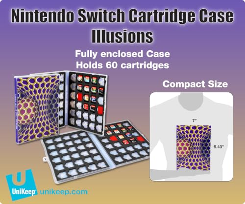 UniKeep Game Case for Nintendo Switch Cartridges - Holds 60 Games Securely in Foam (Illusion) - color: Illusion