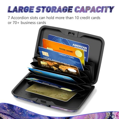 Credit Card Holder, Mini RFID Small Aluminum Card Wallet Business Card Case | Blocking Slim Metal RFID Blocking Front Pocket Wallet Hard Case CC Holder for Women Girl, Aesthetics Purple Marble - color: Purple Marble