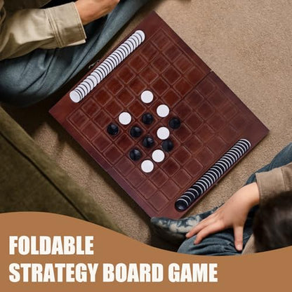 Extguds for Othello Reversi Board Game, Foldable Wooden Strategy Game with Built-in Storage, 64 Black & White Discs, Classic 2 Player Strategy Game for Family & Travel