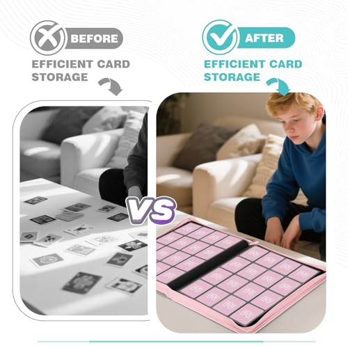 Premium Card Binder 16 Pocket,Trading Card Binder Holds up to 1000+Cards Sturdy Card Collection Album, Card Holder Folders for MTG, TCG, Game Cards & Sports Cards - color: 16 Pink