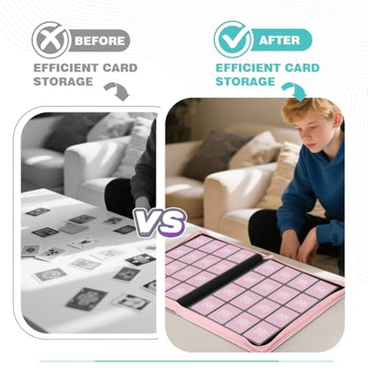 Premium Card Binder 16 Pocket,Trading Card Binder Holds up to 1000+Cards Sturdy Card Collection Album, Card Holder Folders for MTG, TCG, Game Cards & Sports Cards - color: 16 Pink