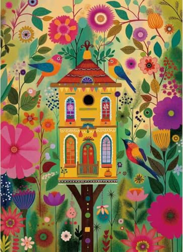 Jigsaw Puzzles for Adults 1000 Pieces, Forest House | Peaceful Forest Yellow Tree House, Art Puzzle for Family Game Night Home Decor, 20x27 Inches - color: Forest Yellow House