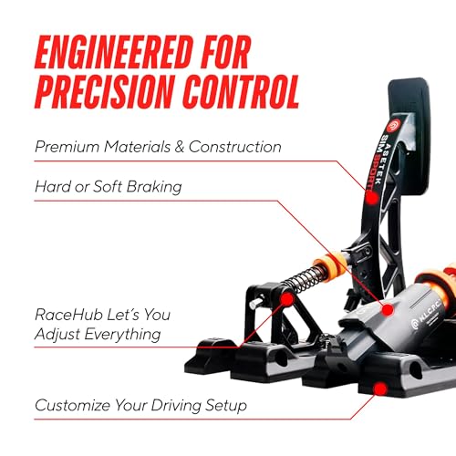ASETEK SimSports Load Cell Forte S-Series Sim Racing Pedals for Immersive Racing in your Sim Racing Setup | Adjustable Pedals Arms for a Custom Fit | PC Compatible - size: Forte S-Series