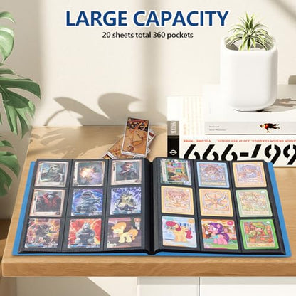 Card Binder, EDUDIIU 9 Pockets Premium Trading Card Binders, Cards Collection Binder Album, Side Loading Yugioh Holder Book for Sport, Football, Baseball Collector - Blue - color: Blue