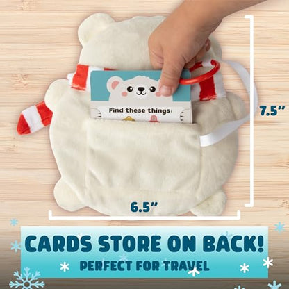 Chuckle & Roar Seek & Find Polar Bear Plush, Toddler Travel Toys, Ages 3+ | No-Reading Play, Back Pouch Storage, 25 Hidden Treasures, 40 Picture Challenges, Toddler Sensory Toys - style: Polar Bear