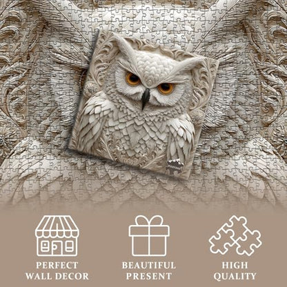Owl Puzzles for Adults 1000 Pieces, Nature Animal Bird Unique Carved Art Puzzles, Impossible Hard Challenge Jigsaw Puzzle - style: White Owl Puzzles Puzzles