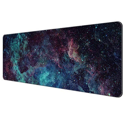 Large Thin Mouse Pad with Stitched Edges, Galaxy Space | 31.5"x11.8"x0.08",Extended XXL desk mat,non-slip rubber base, ultra-smooth surface, washable vivid print, for office & home