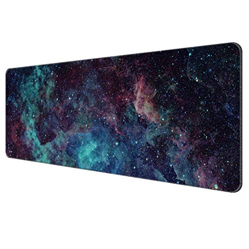 Large Thin Mouse Pad with Stitched Edges, Galaxy Space | 31.5"x11.8"x0.08",Extended XXL desk mat,non-slip rubber base, ultra-smooth surface, washable vivid print, for office & home