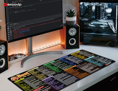 excovip Commands Shortcuts Mouse Pad for Rust- Extended Large Cheat Sheet Mousepad PC Office Spreadsheet Keyboard Mouse Mat Non-Slip Stitched Edge 31.4x11.7x0.07 inches 0490 - color: for Rust