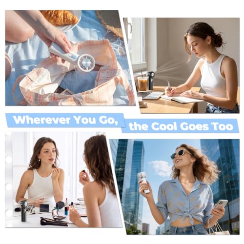 Portable Handheld Small Turbo Fan with Ice Cooling, Black | 5 Gear Strong Airflow, LED Display, 3000mAh Rechargeable Battery, 20000 RPM Powerful, Up to 12 Hrs,for Travel,Outdoor, Makeup - color: Black