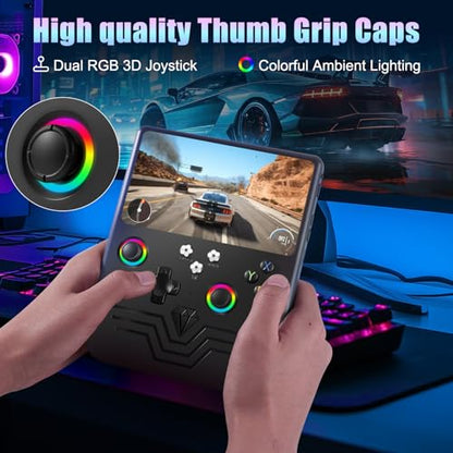 R60 Max Handheld Game Console, 128GB Retro Gaming Console with 40000+ Games, 6-Inch IPS Screen, Linux System, RGB Joysticks, 6000mAh Rechargeable Portable Gaming System (Black Color) - color: Black Color