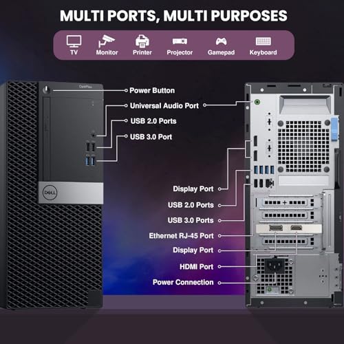 Dell Gaming Desktop Tower Computer PC – Intel Core i5-6500 – 32GB RAM – 1TB SSD – GeForce GTX 1050 Ti – New 24" Monitor – RGB Keyboard & Mouse – RGB Speakers – Wi-Fi – Windows 11 Pro (Renewed)