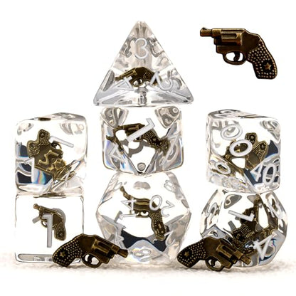 Polyhedral D&D Gun Dice,Resin Gun DND Dice Set for Dungeons and Dragons MTG RPG Board Games - color: Gun
