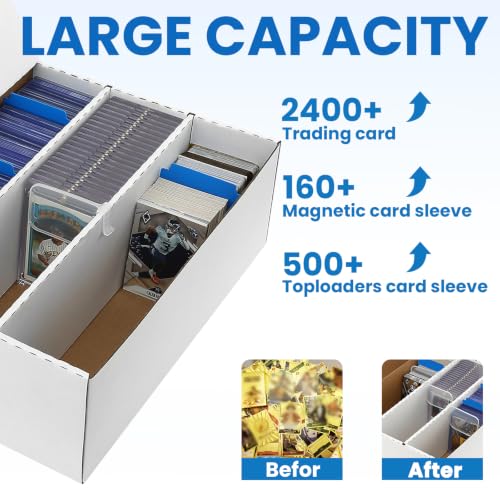 3-pack Toploader Trading Card Storage Box, 3 Row 2400 Count Bulk Card Box,Cardboard Storage Boxes for Basketball/MTG/TCG/Sports/Game Cards Organizer and Collection - style: 3pack