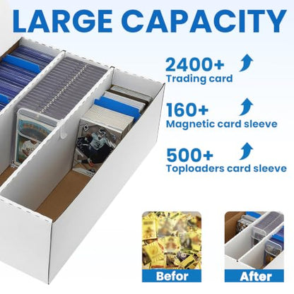 3-pack Toploader Trading Card Storage Box, 3 Row 2400 Count Bulk Card Box,Cardboard Storage Boxes for Basketball/MTG/TCG/Sports/Game Cards Organizer and Collection - style: 3pack