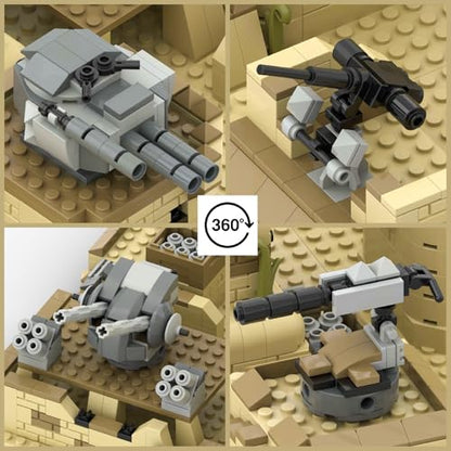 Military Base Building Brick Set, Defence Base Guard Tower Toy | 1000+ Pcs set with Defence Base, Guard Tower, Heavy Weapons and Weapon Packs; military building kits toys for figures