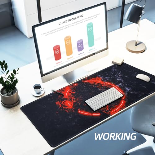 Desk Protection Large MousePad-70x30 Firering | Non-Slip Rubber Base 27.5x11.8IN Computer Desk Mat for PC,Mac,Laptop-Stitched Edges and Smooth Surface for Office,Home,Work - color: 70x30 Firering
