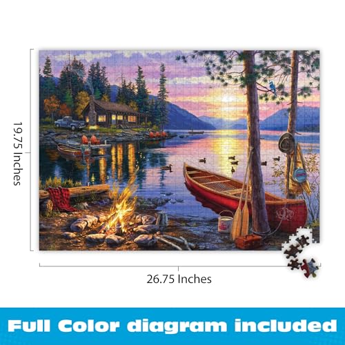 Buffalo Games - Darrell Bush Canoe Lake - 1000 Piece Puzzle for Adults | Made in USA, Perfect Snap Fit, Giftable, Frameable Art, Includes Poster, Recycled Board