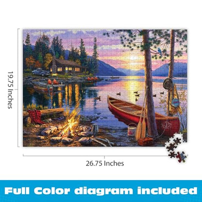 Buffalo Games - Darrell Bush Canoe Lake - 1000 Piece Puzzle for Adults | Made in USA, Perfect Snap Fit, Giftable, Frameable Art, Includes Poster, Recycled Board
