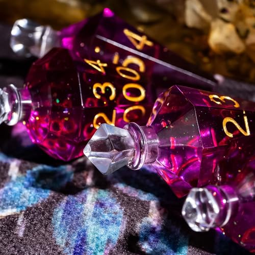 7PCS Potion DND Dice Set,Transparent Sharp Edge Die Set D&D RPG Polyhedral Dice,for Dungeons and Dragons TTRPG Games Roleplaying Games.(Deep Purple) - color: Deep Purple