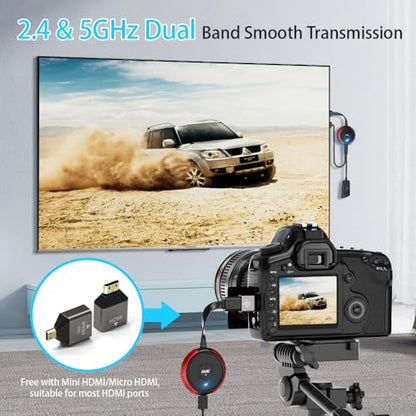 TIMBOOTECH Wireless HDMI Transmitter and Receiver 4K, Casting 5G Stable Video/Audio Wireless HDMI Extender Kit for PC, Laptop, Camera, TV Box, Smartphone, PS5 to Monitor, Projector, HDTV 165FT/50M - color: Red