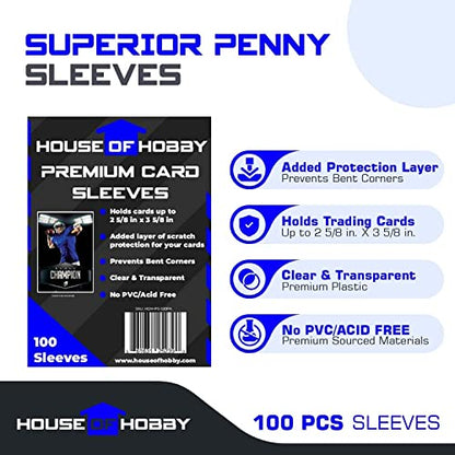 200pc Top Loaders for Cards and Penny Sleeves Bundle - Hard Plastic Card Sleeve, Trading Card Protectors, Yugioh & Baseball Card Sleeves - 100 Trading Card Top Loaders & 100 Penny Sleeves - size: 100 Toploaders + 100 Sleeves Bundle (200pc)
