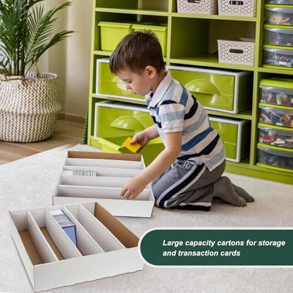 Yexiya 6 Pcs 5000 Count Card Storage Boxes for Trading and Gaming Cards White Cardboard Organizer with Divider Collector Holders Collectibles Box for Sports Basketball Collecting