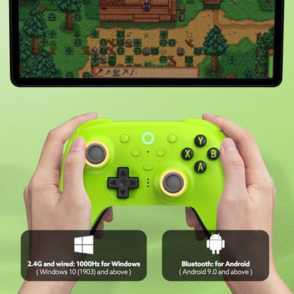 8Bitdo Ultimate 2 Wireless 2.4G Controller (Green) | For Windows PC, Apple, Steam & Android, TMR Joystick, Star-Ring RGB Lights, Adjustable Trigger Locks, Charging Dock Included - color: Green