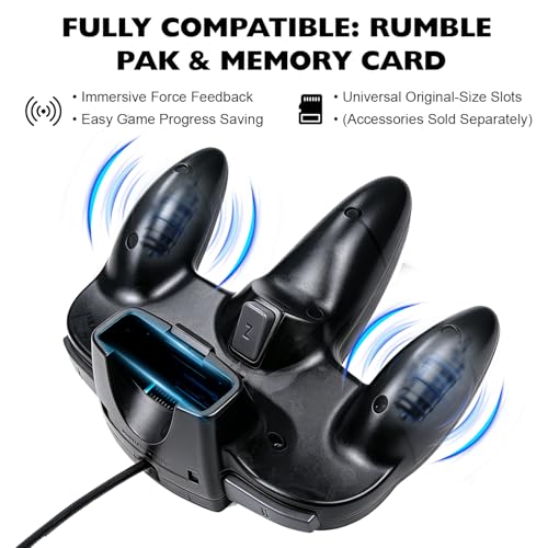 miadore N64 Classic Controller, Retro N64 64-bit Remote Gamepad Joystick for N64 Console Video Game System (Black) - color: Black