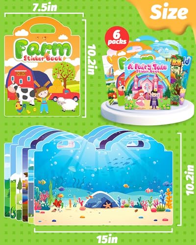 Walenced Reusable Sticker Book for Toddlers, Travel Stickers for Kids, Toddler Craft Activities Toys, Birthday Gifts for Boys & Girls - style: Bulk Value Pack