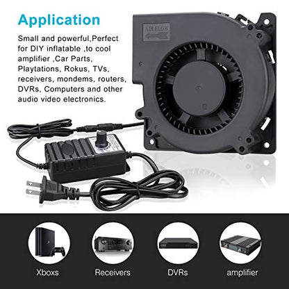 Wathai 120mm x 32mm Blower Centrifugal Fan 110V 220V AC Powered Fan 1232 | 12 volt Small Fan with Speed Controller AC 110V 240v DC Dual Ball High CFM for Receiver DVR Xbox Modem AV Cabinet Cooling - style: 120x32mm 100-220v with Speed Controller