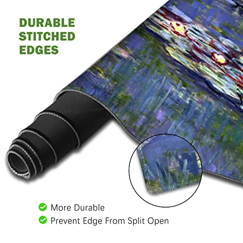ToLuLu Extended Gaming Mouse Pad, Ergonomic Keyboard Mouse Wrist Rest Set | Large Desk Mat with Stitched Edges, Non-Slip Base Memory Foam Support Mousepad for Home Office Game, Monet Water Lilies - color: Monet Water Lilies