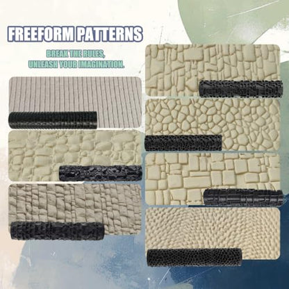 7-Piece Texture Roller Set, Tabletop Terrain Road Pattern Tool | lightweight & durable. Tabletop terrain & miniature ground crafting, DIY accessory for hobbyists. - color: Interesting 7 patterns