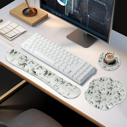RICHEN 3 PCS Computer Mouse Pads for Desk with Coaster Set, Non-Slip Keyboard Wrist Rest and Mouse Pad Set, Ergonomic Design(YKMWR-56) - color: Ykmwr-56