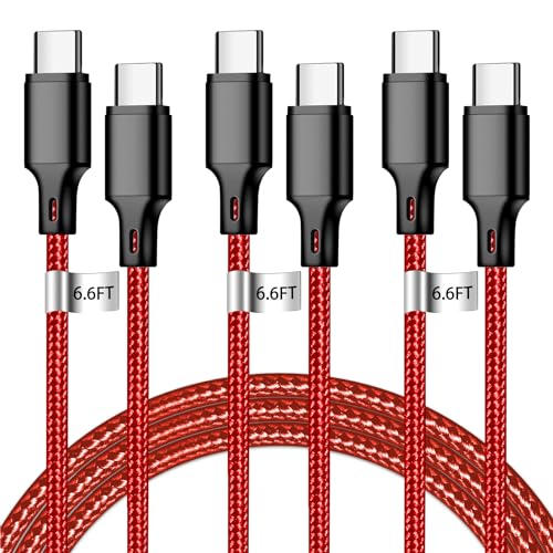 USB C to USB C Charger Cable, 3Pack 6FT Type C Fast Charging Cord Compatible for iPhone 15/16/17/Pro/Max/Plus, iPad Pro Air Ps5 Controller Samsung Galaxy - Red - color: Red, style: 3P C2C 6FT