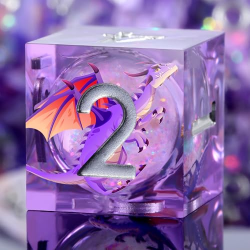 DNDND Purple Dragon Dice with Silver Numbers | Liquid Core 7-Piece Sharp Edge D&D Dice Set | Dragon Themed Collectible Metal Case | RPG Tabletop Gaming Gift - color: Liquid Dragon Purple