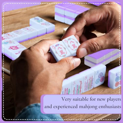 Simgoing 160 Pcs 1.2 Inch American Mahjong Sets Mahjong Tiles Melamine Engraved Multi-Layer Mah Jong Ideal for Home & Party Games, Tiles Only(Modern,Light Purple) - color: Light Purple, style: Modern
