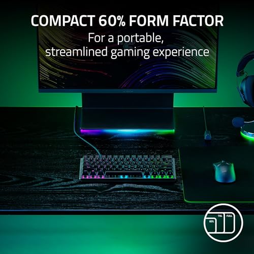 Razer Huntsman V3 Pro Mini 60% Esports Gaming Keyboard, Black | Analog Optical Switches, Razer Snap Tap, Rapid Trigger, Adjustable Actuation, Dual-Purpose Mod Keys, Doubleshot PBT Keycaps - color: Black, size: Mini 60%, style: 1000 Hz Polling