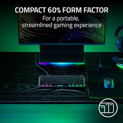 Razer Huntsman V3 Pro Mini 60% Esports Gaming Keyboard, Black | Analog Optical Switches, Razer Snap Tap, Rapid Trigger, Adjustable Actuation, Dual-Purpose Mod Keys, Doubleshot PBT Keycaps - color: Black, size: Mini 60%, style: 1000 Hz Polling
